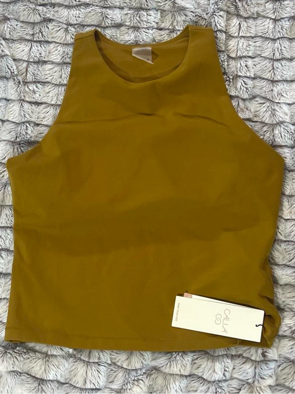 Calia Olive Tank Crop Top - Brown - Picture 1 of 5